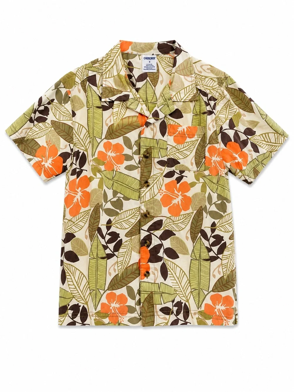 Gymboree Hawaiian Floral Casual Shirt, green orange